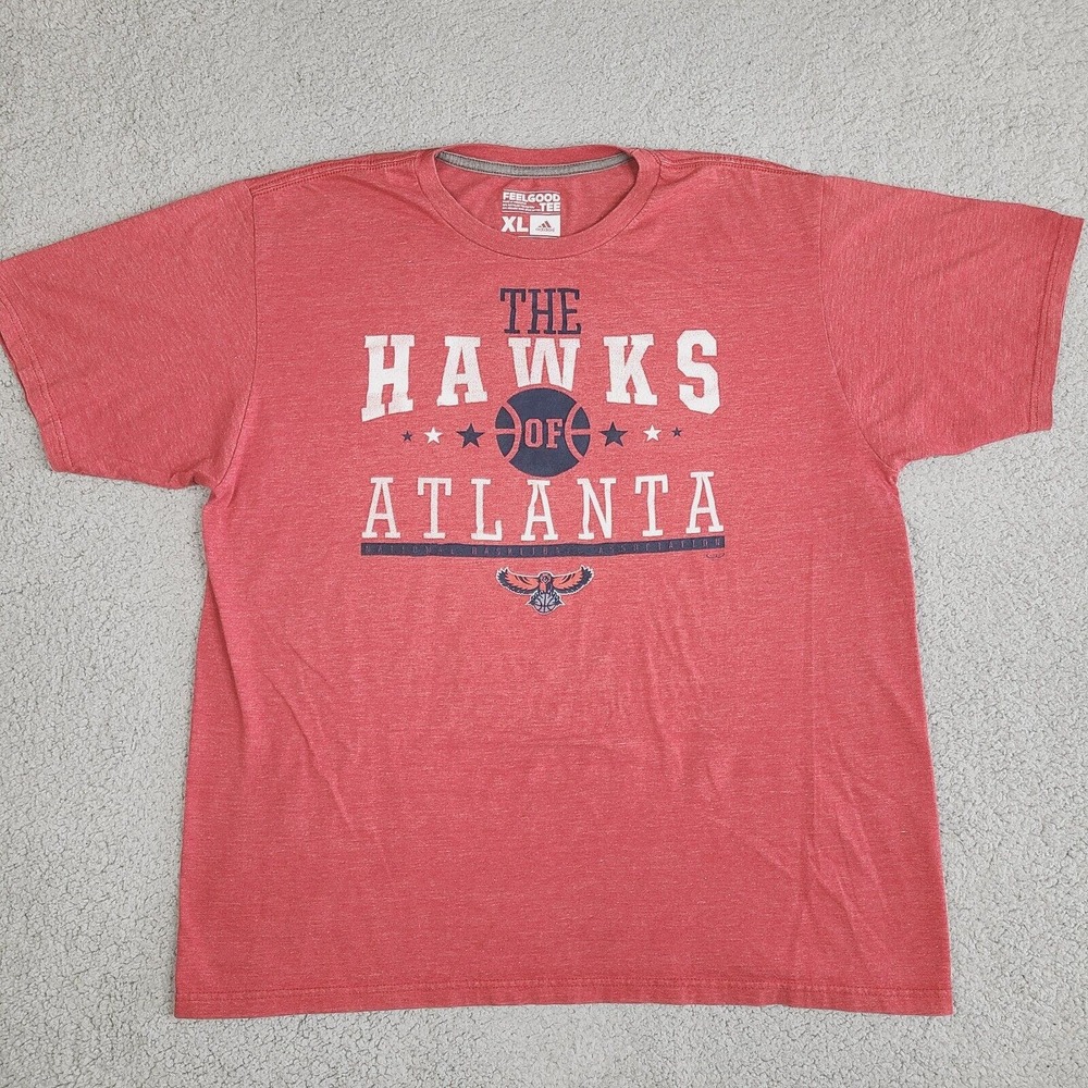 Adidas Atlanta Hawks T-Shirt Mens XL Red NBA Feelgood Tee Logo